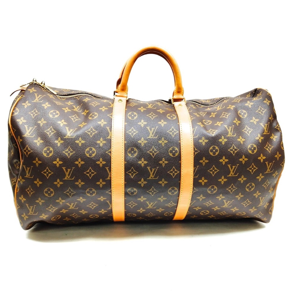 Louis Vuitton Monogram Canvas Brown with Tan Travel Duffle Bag
